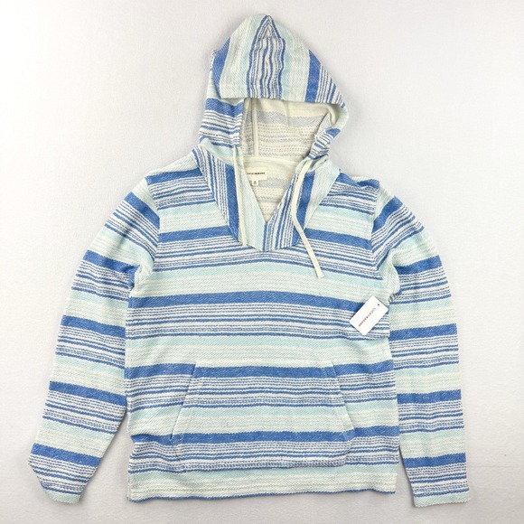 Lucky Brand Stripe Baja Hoodie Knit Sweatshirt Size M Mens Blue/White NEW - Picture 1 of 10